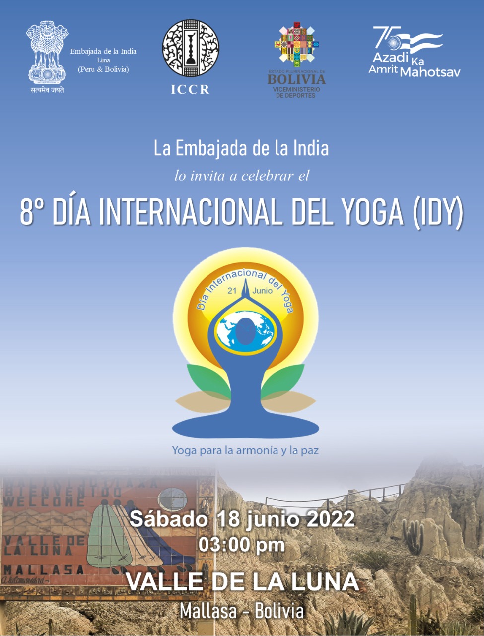 Celebration of 8th International Day of Yoga 2022 - Event organised in Valle de la Luna, Bolivia